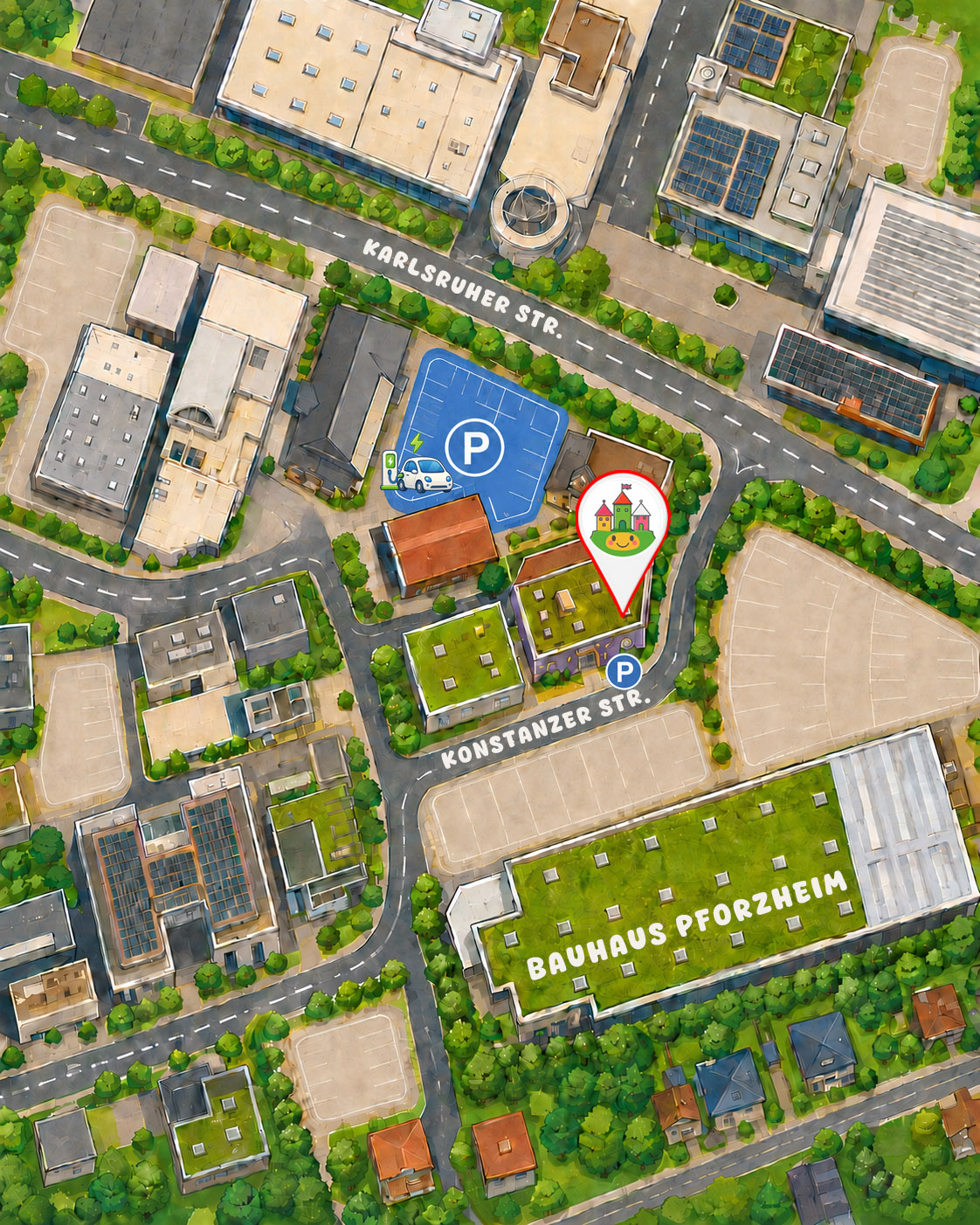 Parkmöglichkeiten an der Pforzheimer Spielstadt